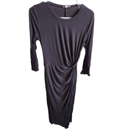 Gianni Bini Womens Sz S Midi Shirt Dress Long Sleeve Black Tie Side