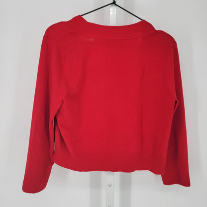 Dressbarn Womens Sz 10 Cropped Shrug Cardigan Sweater Cherry Red