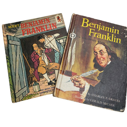 Set of 2 Vintage 1960s Benjamin Franklin Childrens Picture Books Hardcover