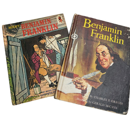 Set of 2 Vintage 1960s Benjamin Franklin Childrens Picture Books Hardcover