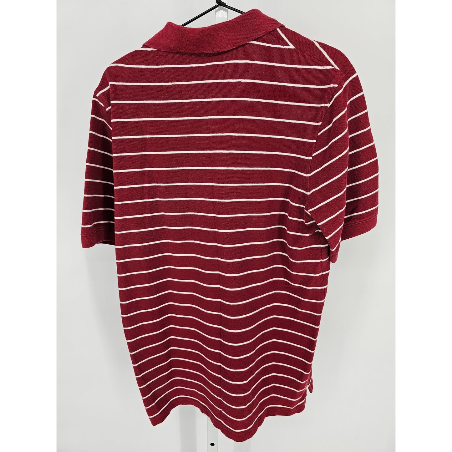 Croft & Barrow Performance Mens Sz M Short Sleeve Polo Shirt Red Striped