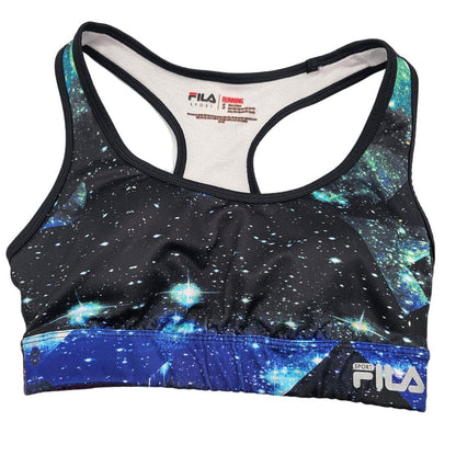 Fila Sport Runnin Womens Sz S Racerback Sports Bra Galaxy Space Print