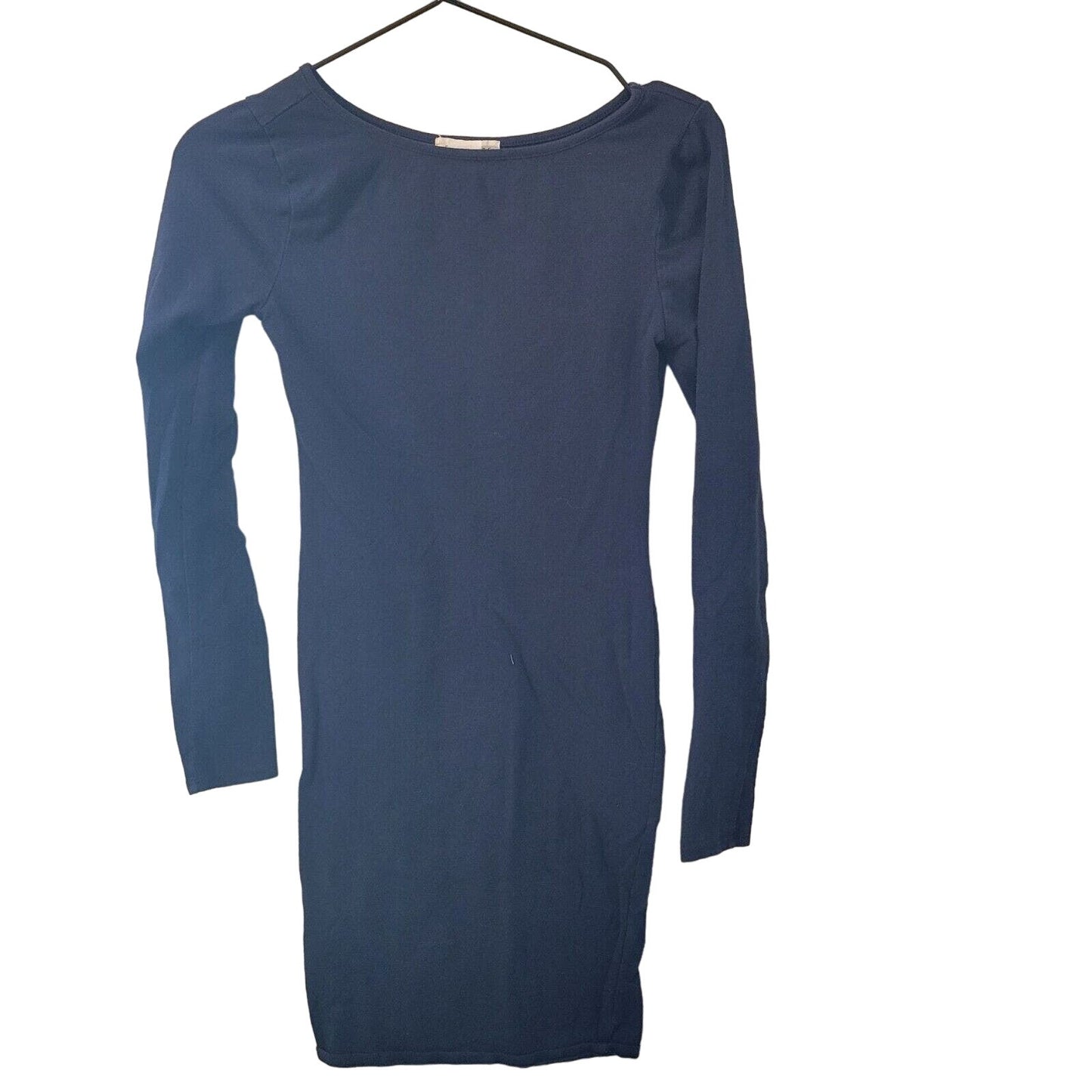 Socialite Womens Sz S Long Sleeve Shirt Dress Solid Dark Blue Above Knee