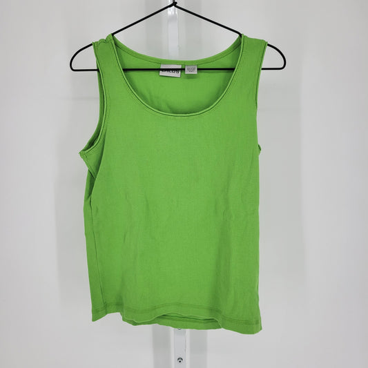 Chicos Womens Sz 2 (XL) Ribbed 100% Cotton Tank Top Bright Green