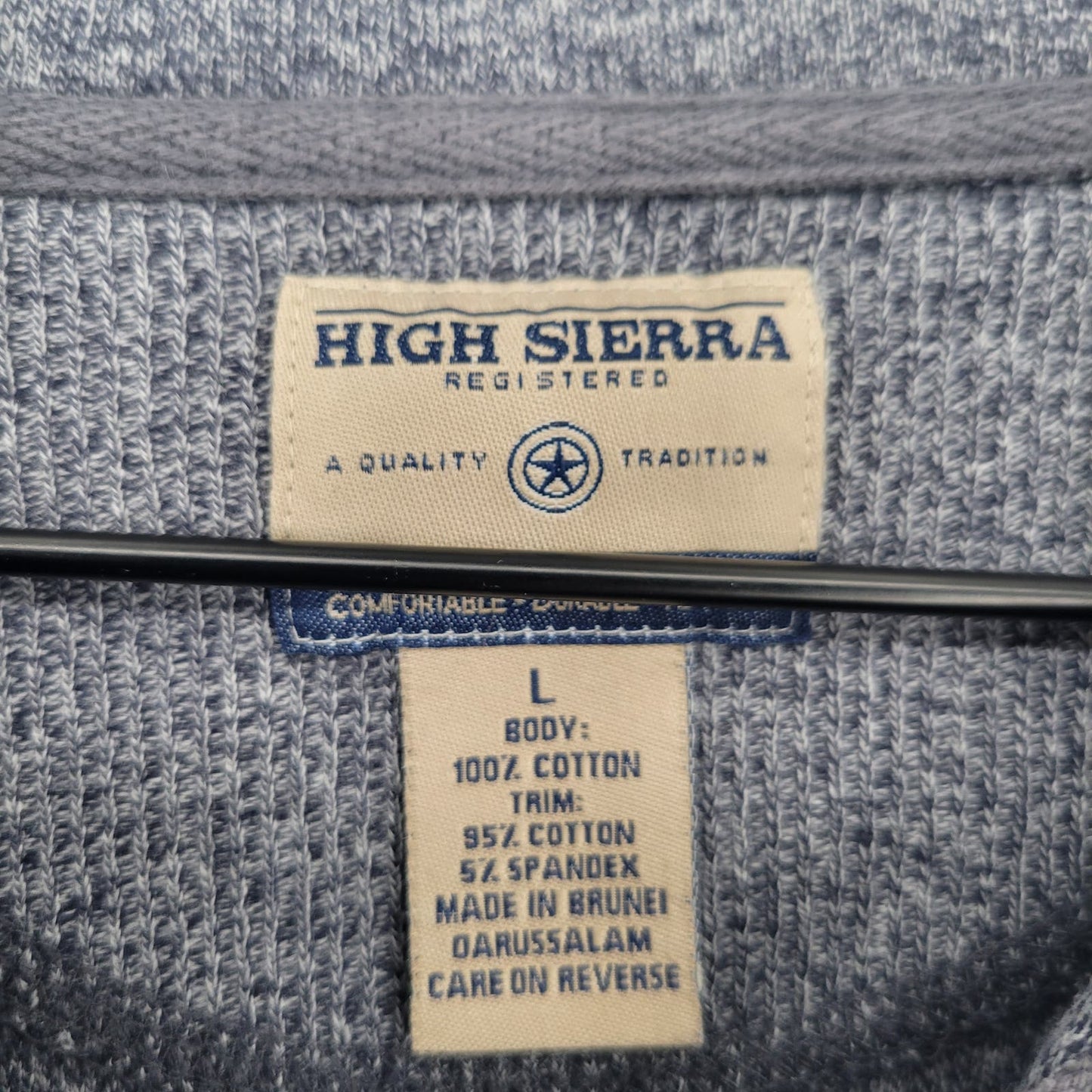 High Sierra Mens Sz L 100% Cotton Thick Knit Long Sleeve T Shirt Gray