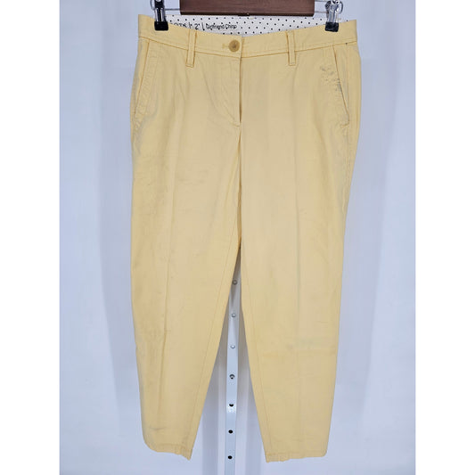 Talbots Womens Sz 2 Girlfriend Chino Dress Pants Butter Yellow Cotton Blend