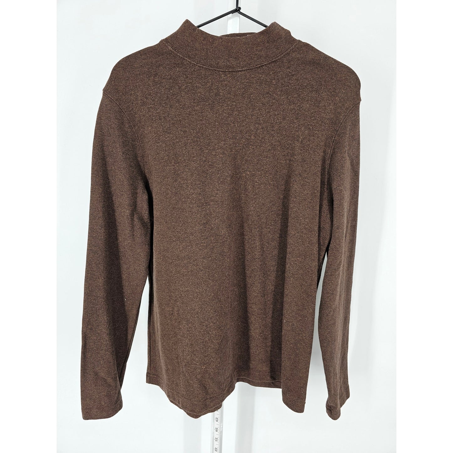 Croft & Barrow Womens L Long Sleeve Mock Turtleneck T Shirt Brown Cotton Blend