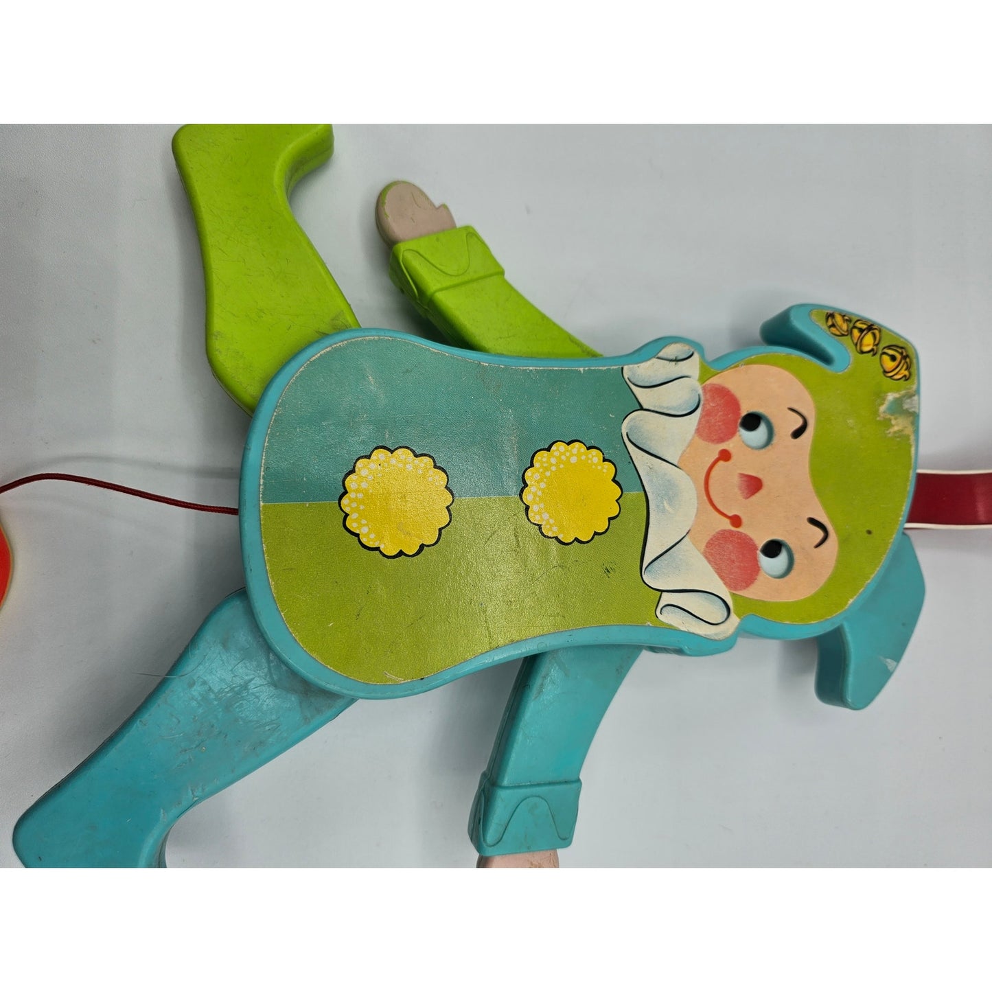 Vintage Fisher Price Jolly Jumping Jack 145 Pull String Action Squeak Crib Toy