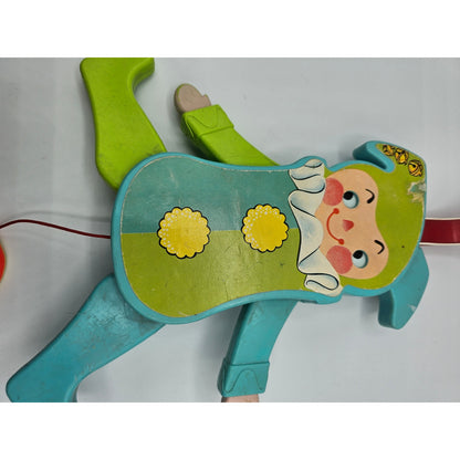 Vintage Fisher Price Jolly Jumping Jack 145 Pull String Action Squeak Crib Toy