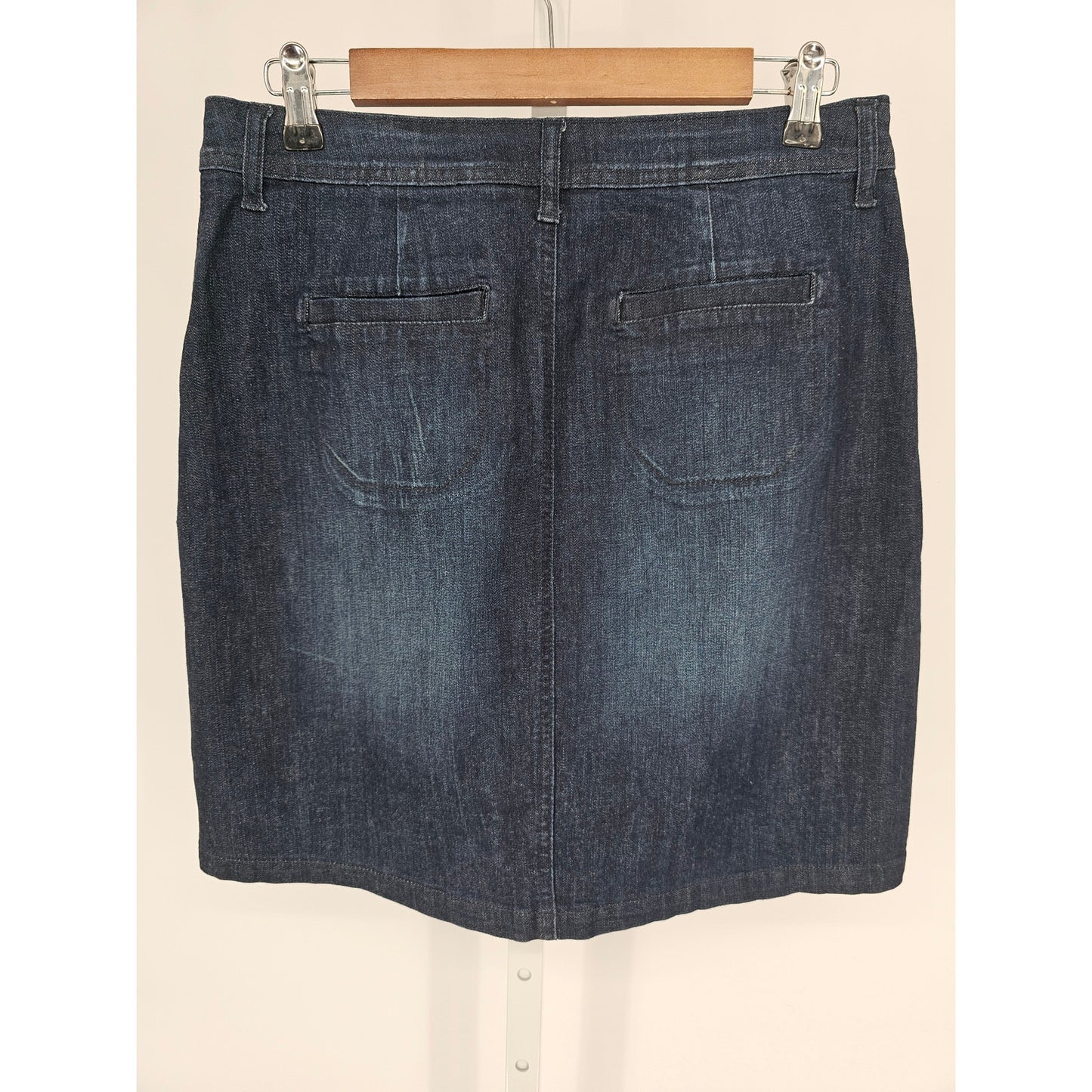 Kensie Jeans Womens Sz 26 Button Front Dark Wash Denim Blue Jean Skirt