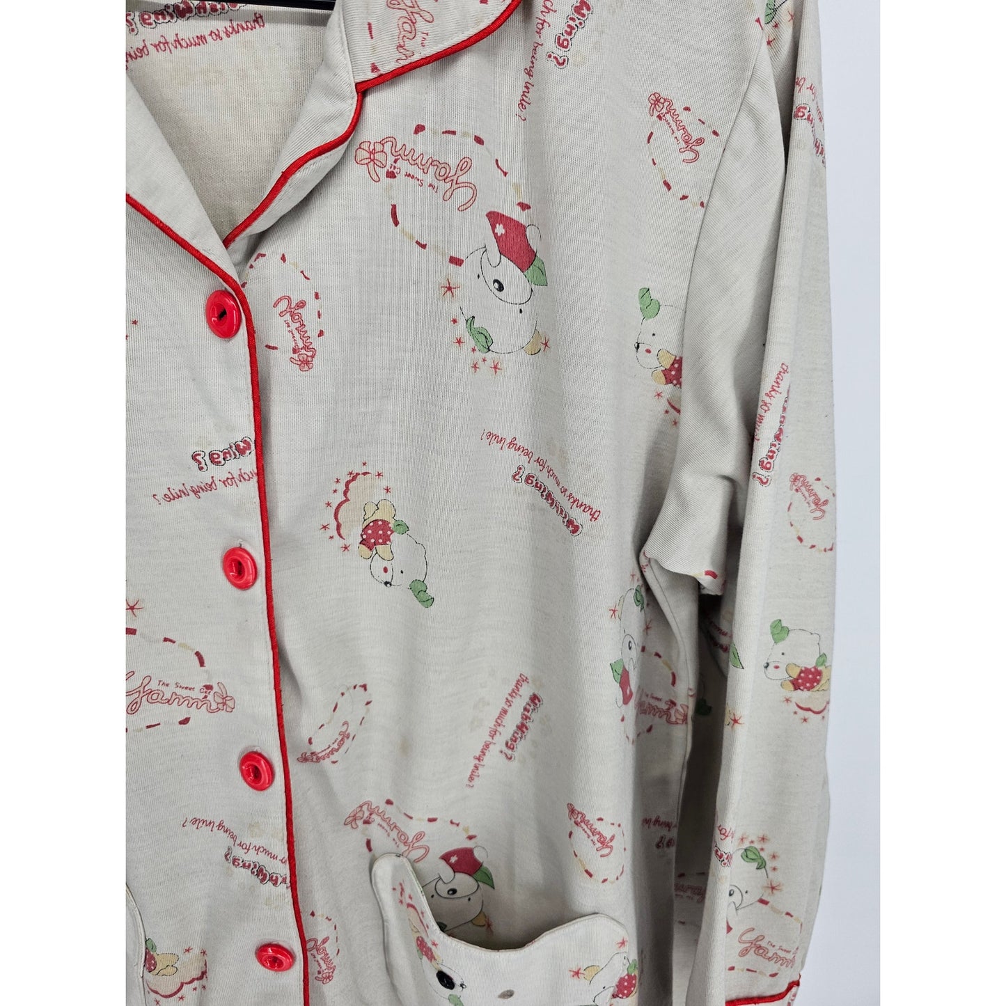 Vintage Medina Womens Sz M Long Sleeve Cotton Pajama Set Wish Wing Anime