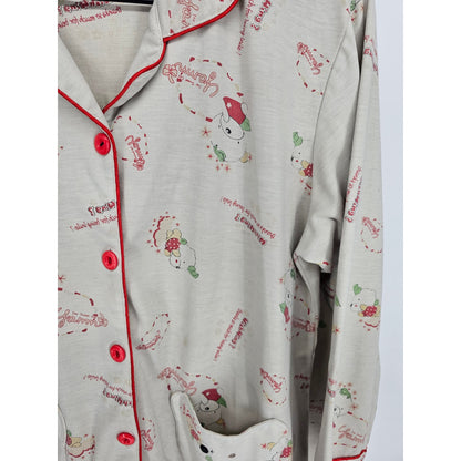 Vintage Medina Womens Sz M Long Sleeve Cotton Pajama Set Wish Wing Anime