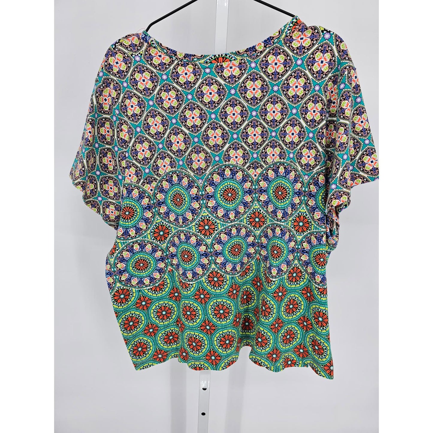 Westbound Woman Womens Sz 3X Short Sleeve 100% Cotton Shirt Mandala Print