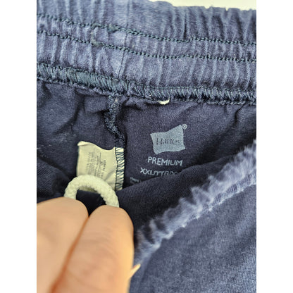 Hanes Premium Womens Sz XXL Elastic Waist Athletic Shorts Sweatshorts Navy Blue