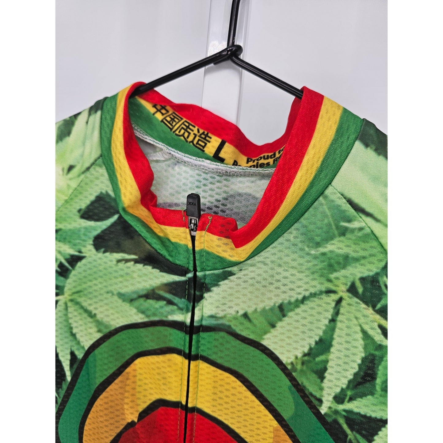 Bob Marley Reggae Rastaman Mens Sz L Full Zip  Zion Cycling Jersey