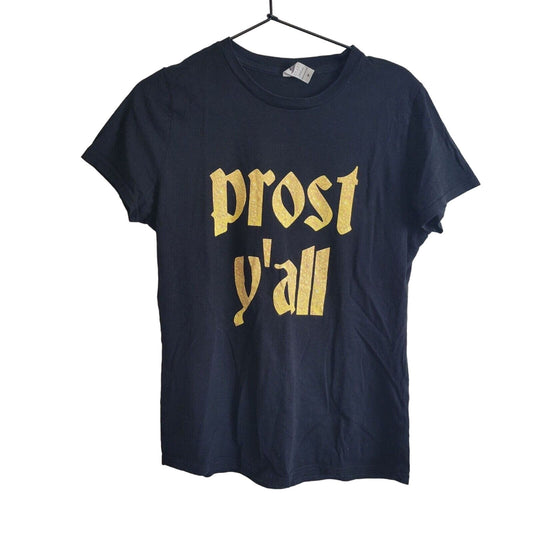 Prost Yall Mens Sz M Short Sleeve T Shirt Black Gold German Cheers