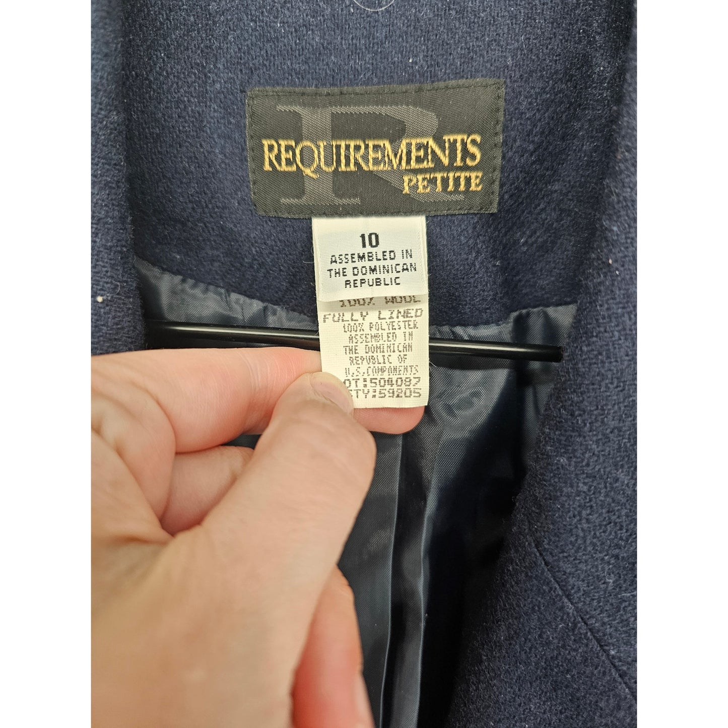 Vintage 1990s Requirements Petites womens Sz 10P 100% Wool Blazer Navy Blue