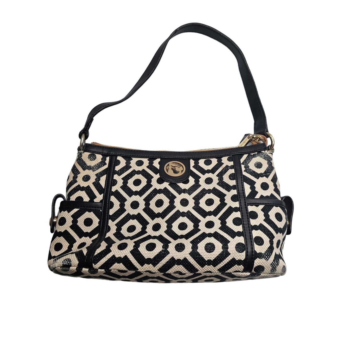 Spartina 449 Womens Shoulder Bag Purse Black White Geometric Print