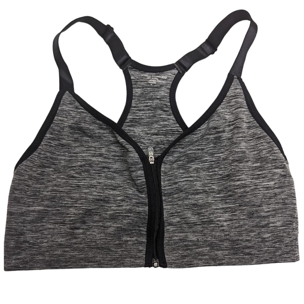 Activ8 womens Sz XL Front Zip Sports Bra Heathered Gray