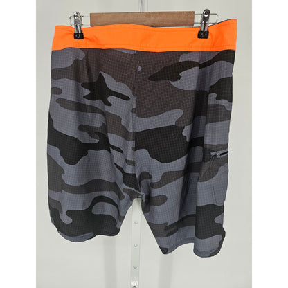 Mens Sz 36 Navy Featherlight 4 Way Stretch Board Shorts Camo Print Swimsuit