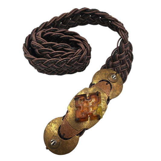 Vintage Marjorie Baer San Francisco Artisan Mixed Metal/Black Woven Belt Sz S