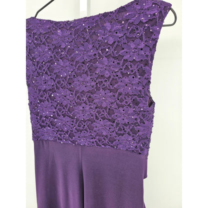 DB Womens Sz 8 Knee Length Formal Cocktail Dress Purple Lace Pleated