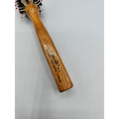 Vintage 1960s Spornette 833 Teakwood Round Brush hairbrush