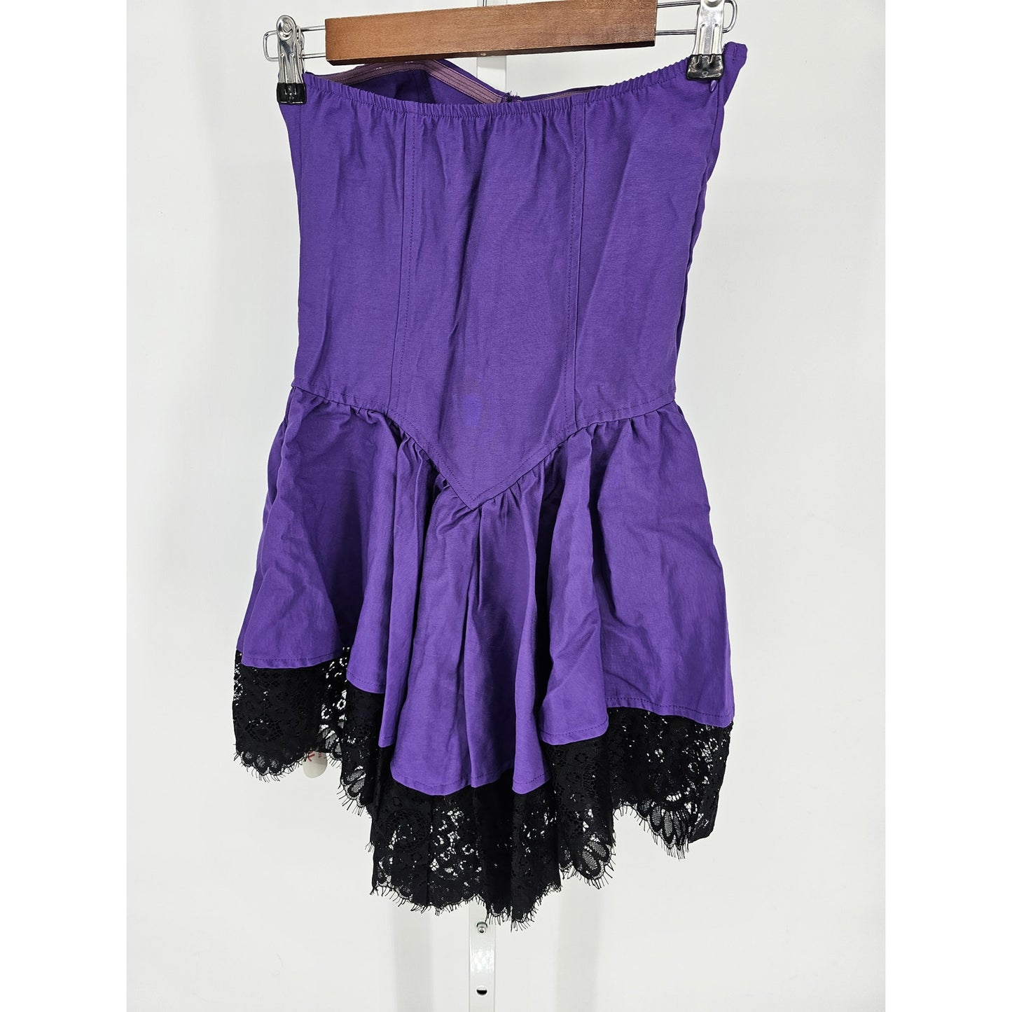 Romwe Womens Sz M Punk Contrast Mini Dress Bright Purple Black Lace NEW