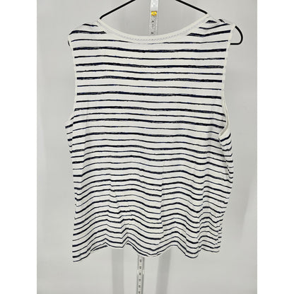 White Stag Womens Sz XL 100% Cotton Tank Top Black White Striped