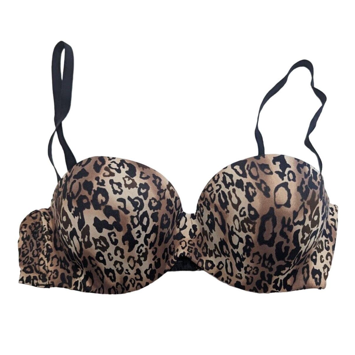 Vintage 1990s Ambrielle Womens Sz 36B Padded Push Up Bra Leopard Print