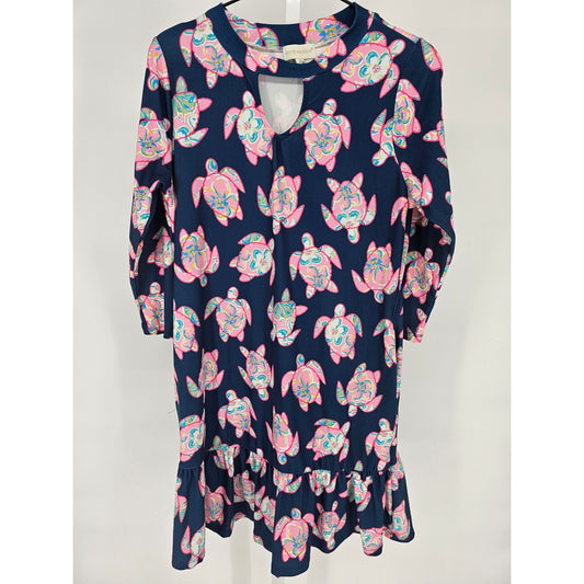 Simply Southern Womens Sz M Long Sleeve Knee Length Dress Turtle Print
