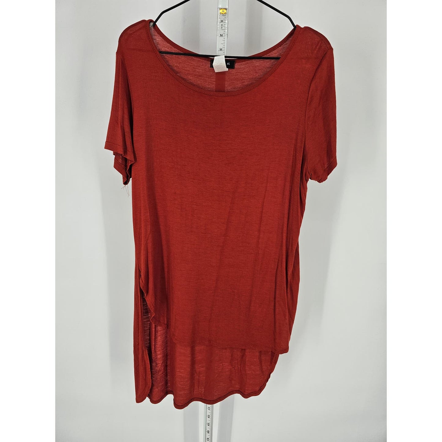 Love J USA Womens Sz XL High Low Hem Slouchy Blouse Burnt Orange Short Sleeve