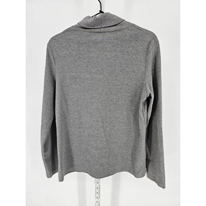 Croft & Barrow Womens Sz L Long Sleeve Cotton Turtleneck T Shirt Gray