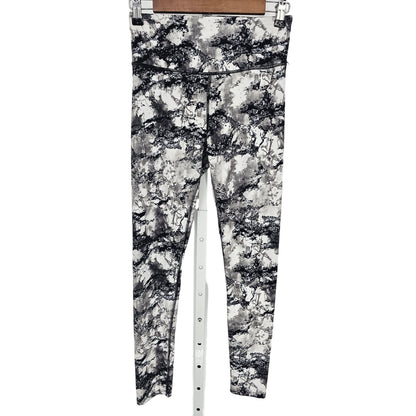 SO Juniors Sz S Hgh Waist Yoga Leggings Marbled Gray White Print