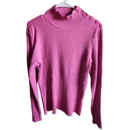 Vintage Wothington Womens Sz L Mock Neck Sweater Bubblegum Pink Ribbed