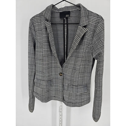 Kaii Womens Sz S Single Button Blazer Jacket Black Gray Houndstooth