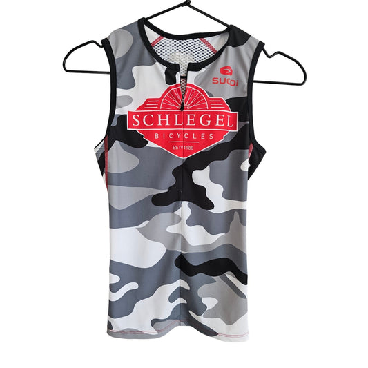 Sugoi Womens Sz XS Sleeveless Cycling Jersey 1/2 Zip Camo Print