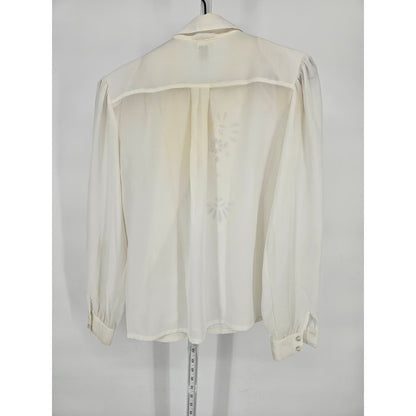 Vintage 1980s Nicola Womens Sz 10 Button Up Formal Blouse White Collared