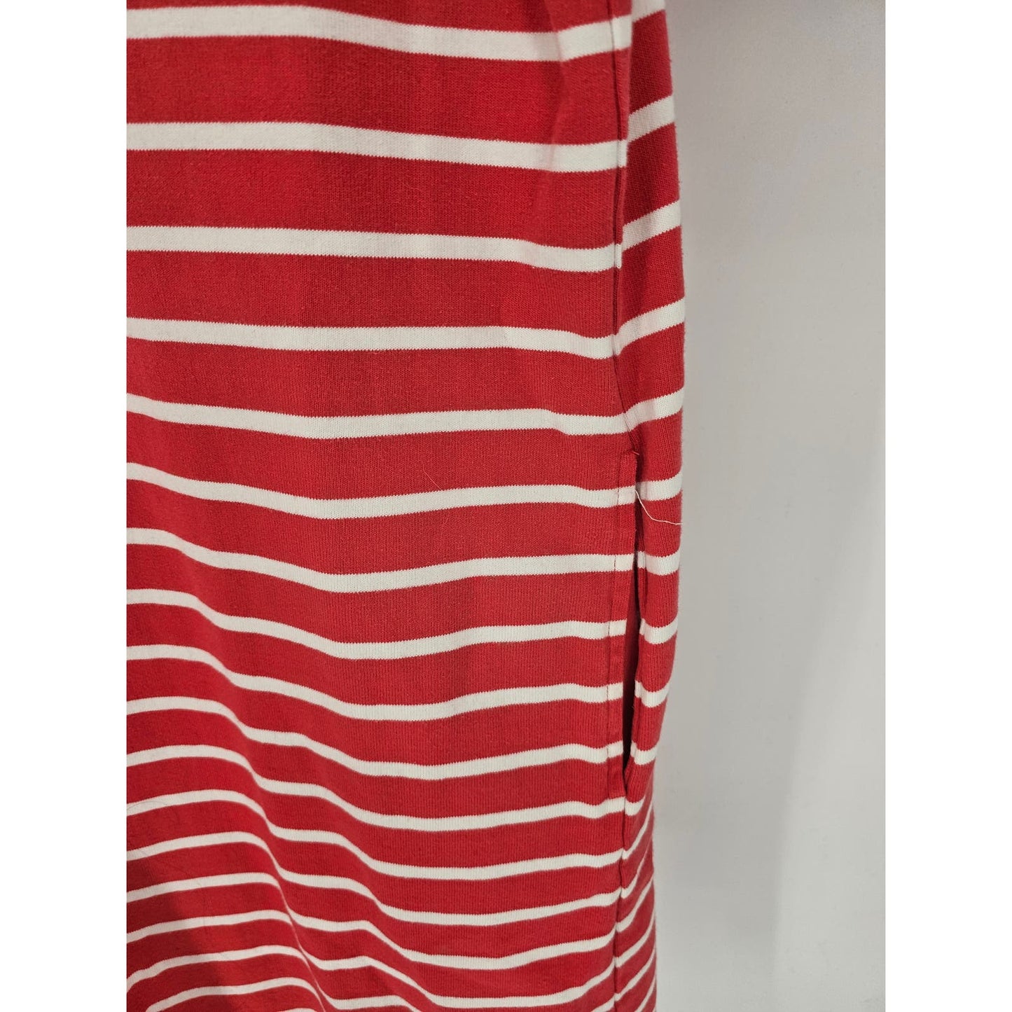 Banana Republic Womens M Short Sleeve Shirt Dress Red White Striped w/ Pockets