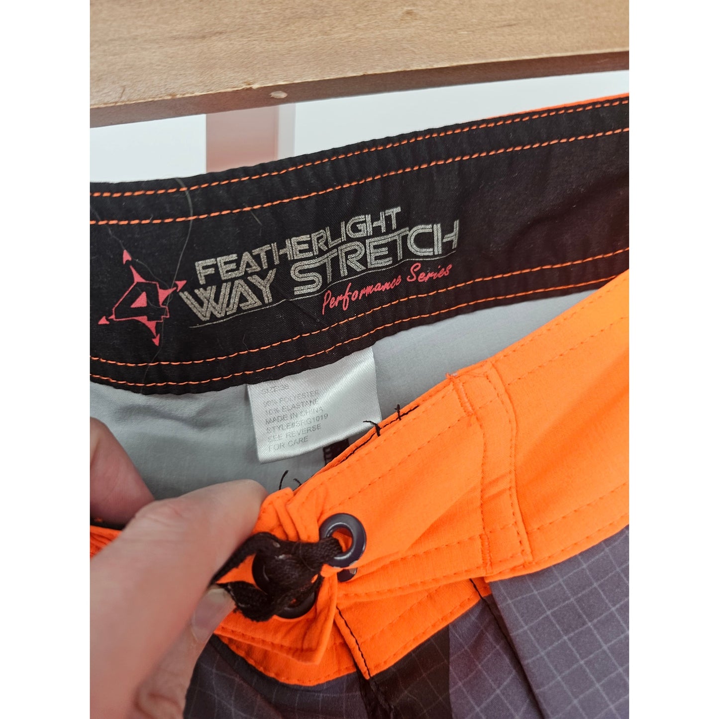 Mens Sz 36 Navy Featherlight 4 Way Stretch Board Shorts Camo Print Swimsuit