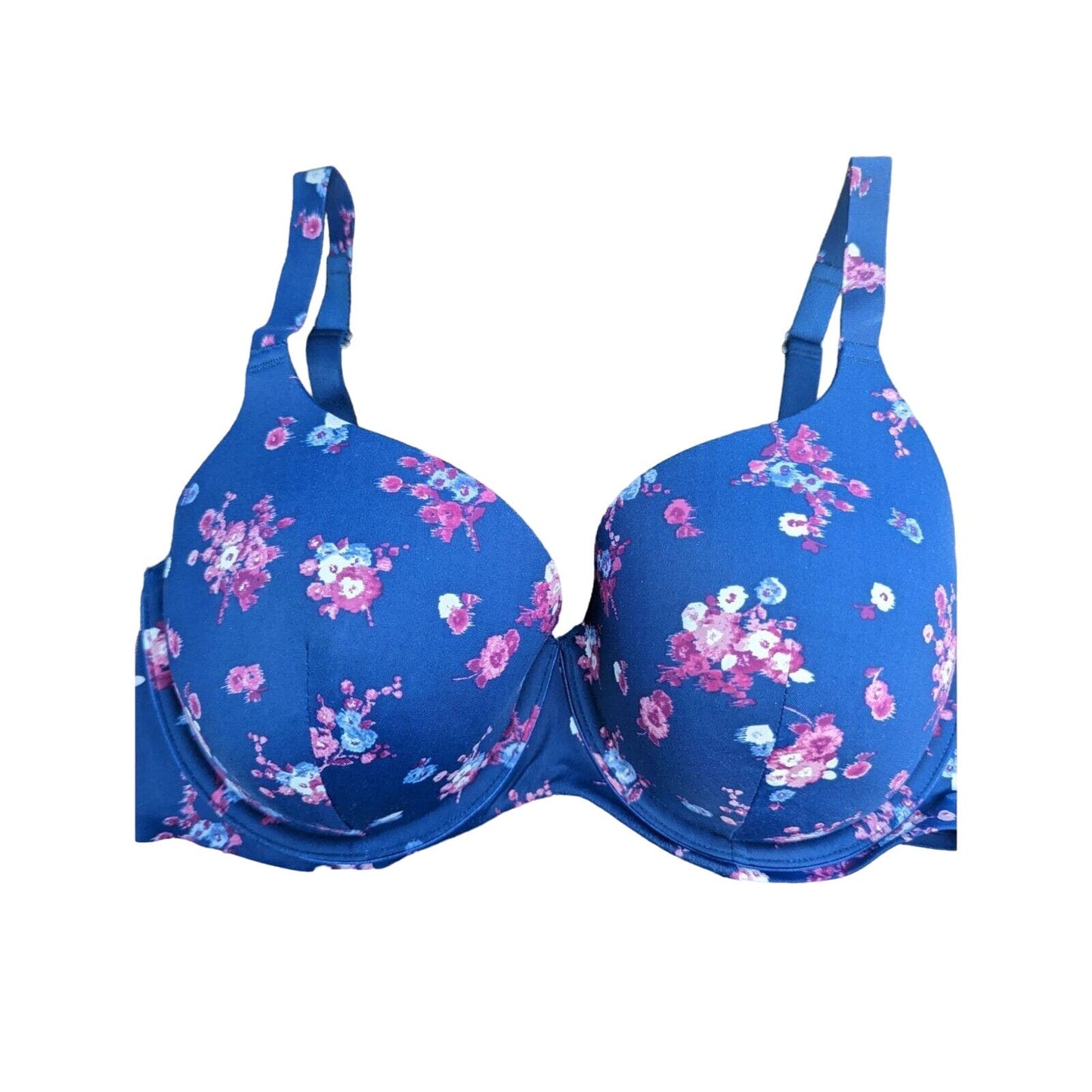 Ambrielle Womens Sz 38D Everyday Full Coverage Bra Blue Floral