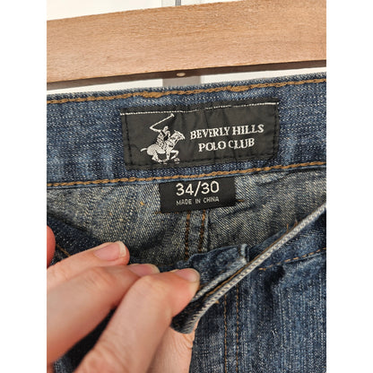 Beverly Hills Polo Club Mens Sz 34x30 Straight Leg Dark Wash Blue Jeans