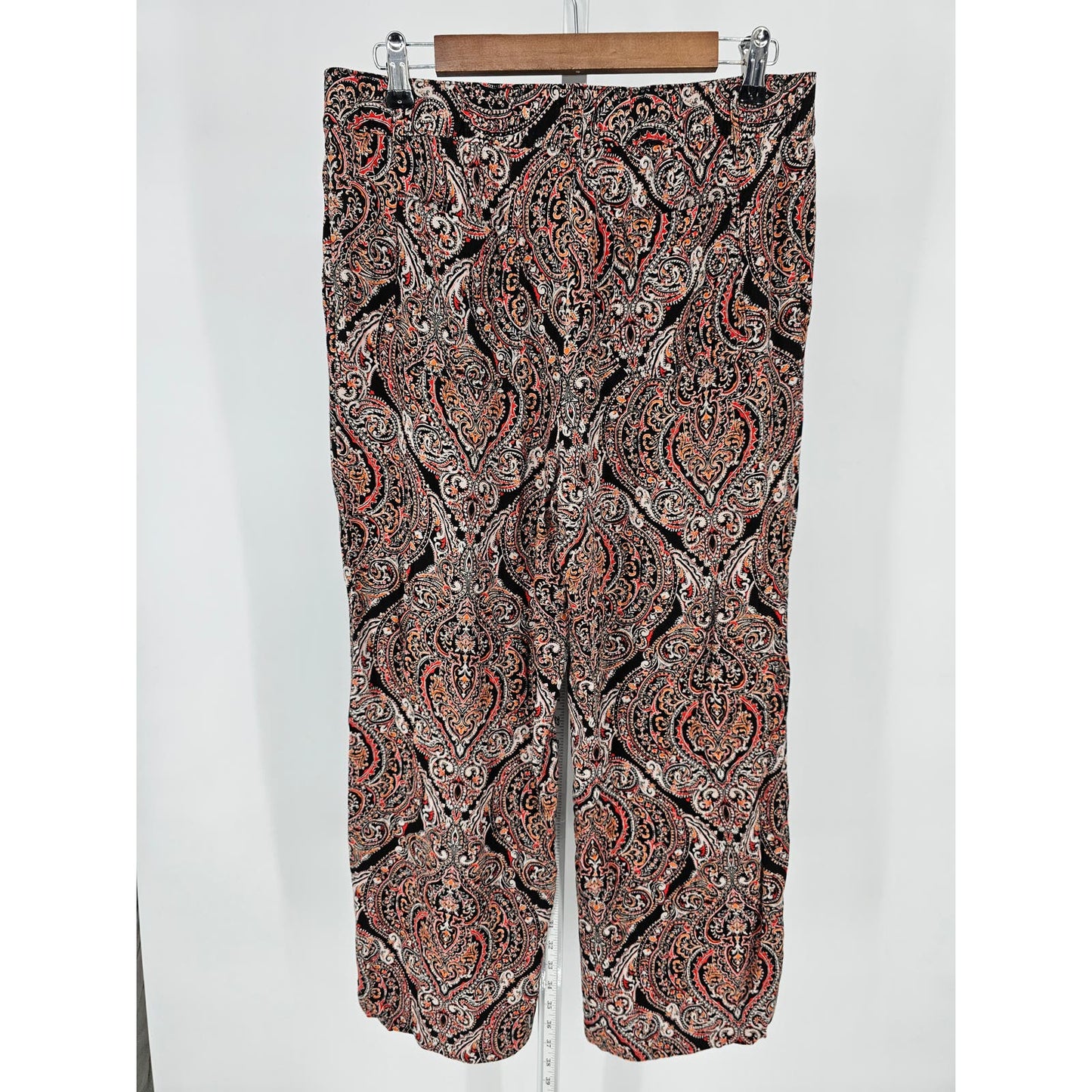 Liz Claiborne Womens Sz 10 Wide Leg Pull On Dress Pants Filigree Paisley Career