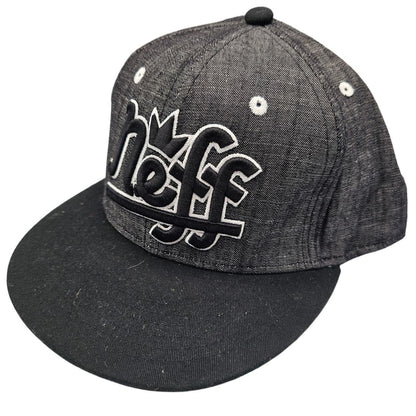 Neff Mens Snapback Baseball Hat Cap Black Gray Embroidered