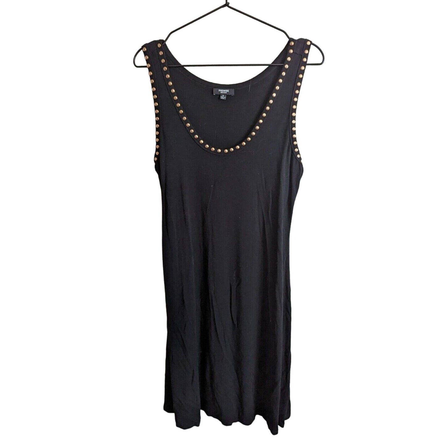 Premise Dresses Womens Sz M Knee Length Sleeveless Dress Black Studded Neckline