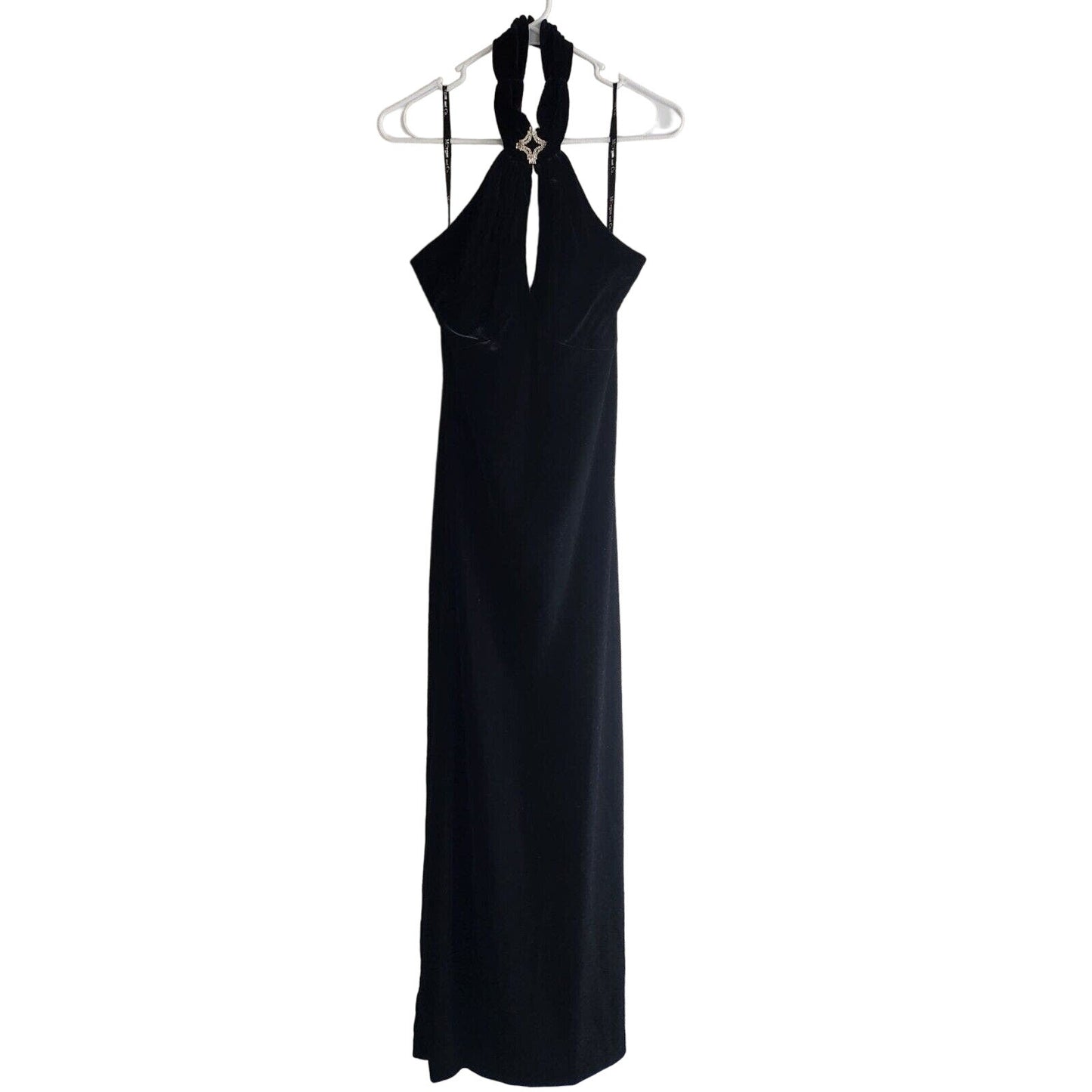 Morgan & Co Linda Bernell Sz 14 Formal Dress Black Velvet Maxi Y2K