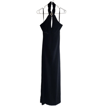 Morgan & Co Linda Bernell Sz 14 Formal Dress Black Velvet Maxi Y2K