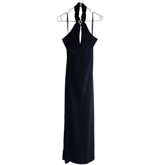Morgan & Co Linda Bernell Sz 14 Formal Dress Black Velvet Maxi Y2K
