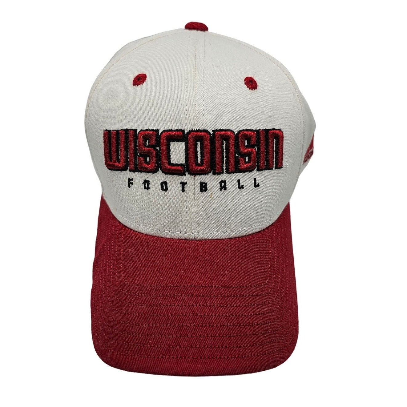 Wisconsin Badgers Football Strapback Baseball Hat ADIDAS Red White