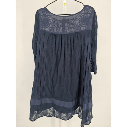 Anthropologie Holding Horses Augusta Crochet Lace Dress Navy Boho Womens S